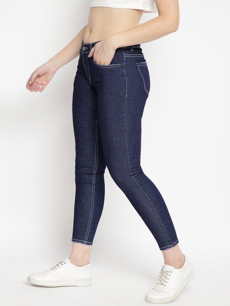 Women Skinny Dark Blue Denim Jeans