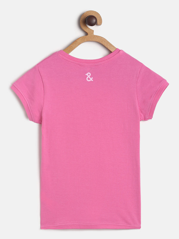 Girls Pink Printed T-shirt