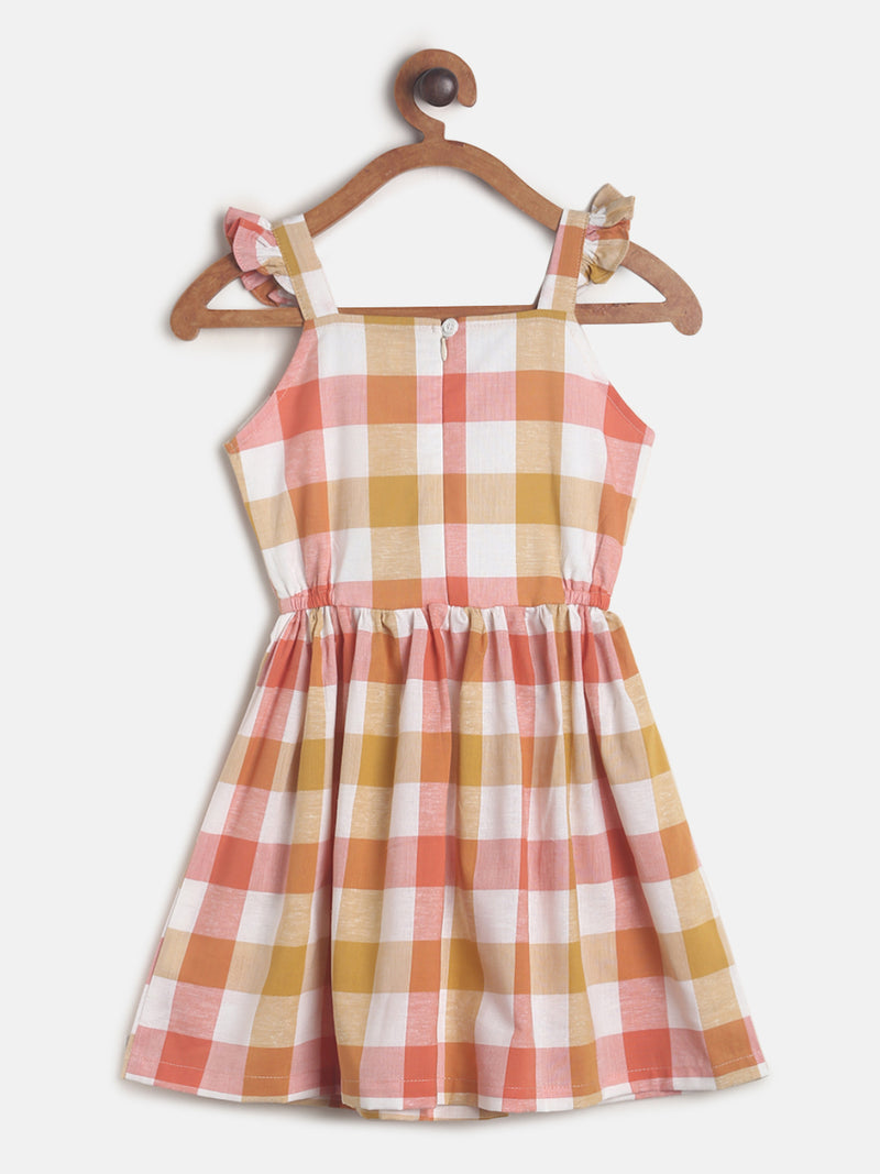 Girls Multicolor Checked Dress