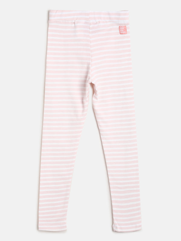  Girls Pink Striped Leggings