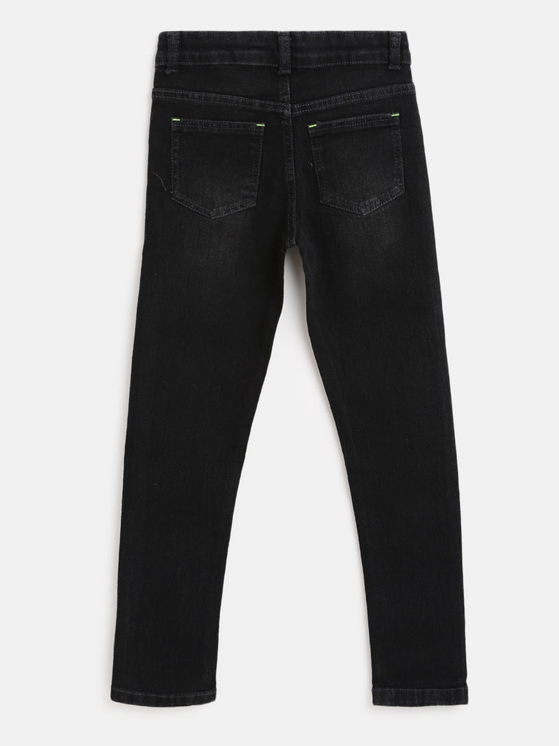 Boys Basic Slim Fit Black Casual Jeans