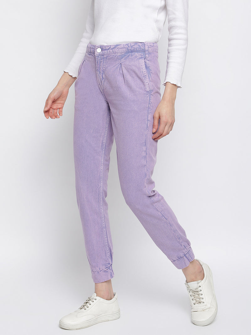 Women Purple Cotton Trouser