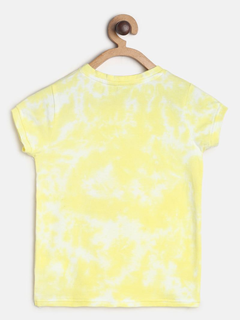 Girls Yellow Printed T-shirt