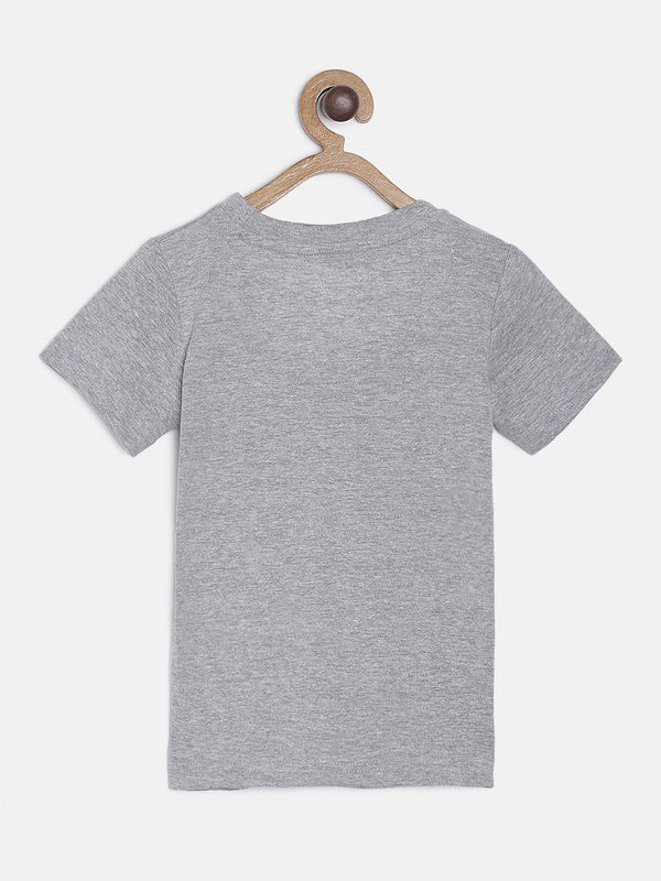 Boys Printed Grey Regular Fit  T-shirt