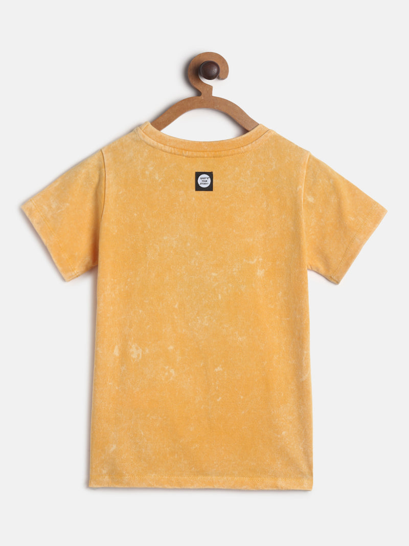 Boys Mustard Printed T-shirt