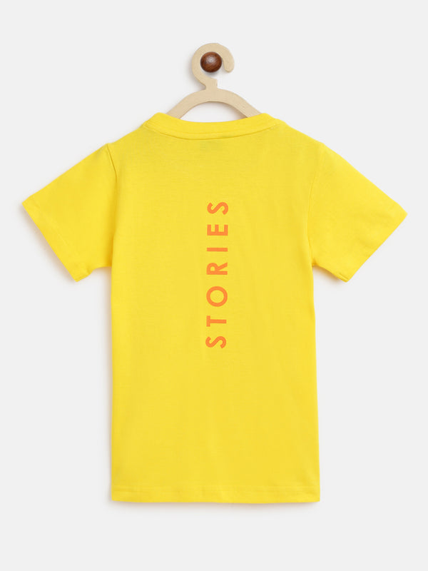 Boys Yellow  Printed  T-Shirt 