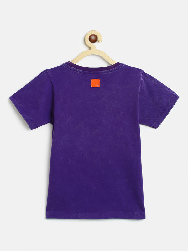 Boys Violet Animal Printed T-Shirt