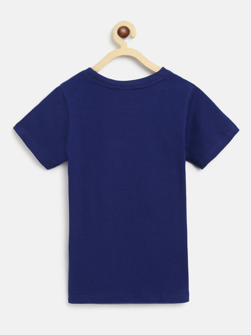 Boys Navy Blue Printed T-Shirt 