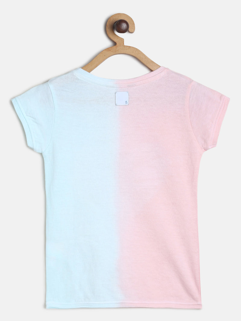 Girls Peach Printed T-shirt