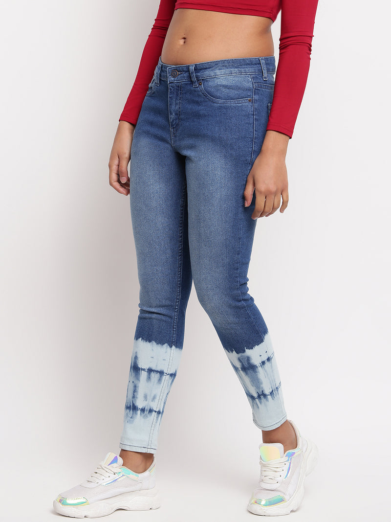 Women Mid Blue Mid Waist Skinny Fit Denim Jeans