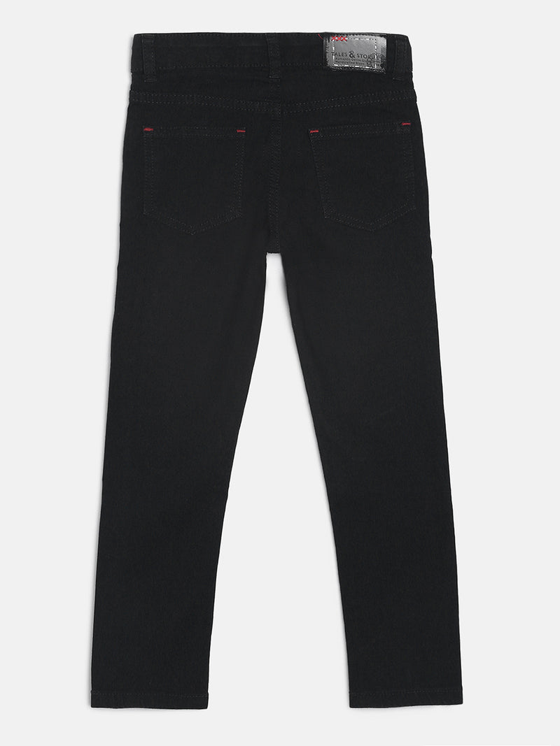 Boys Slim Fit Black Casual Denim Jeans