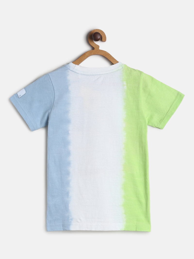 Boys Neon Green Regular Fit Printed Casual T-Shirt