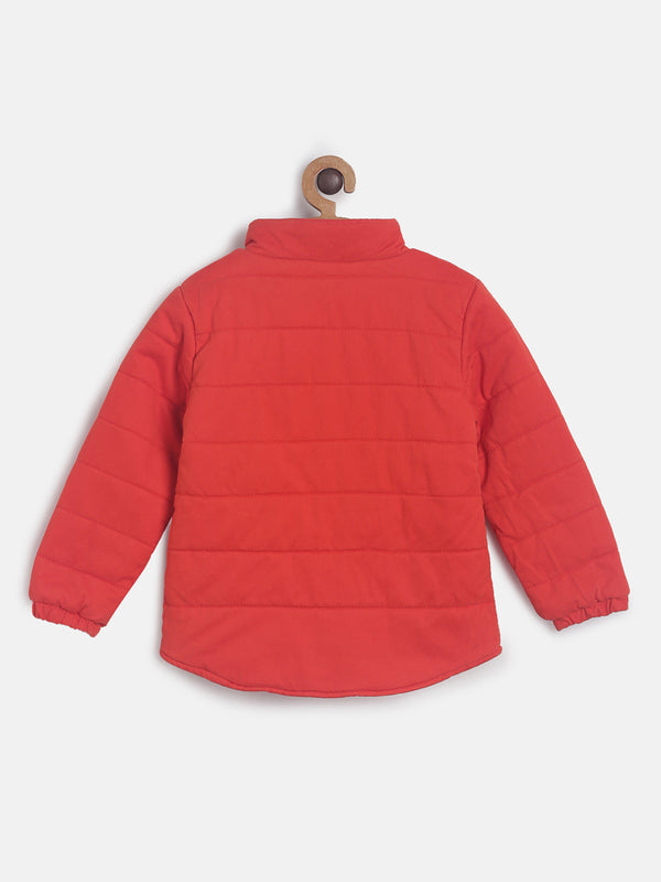 Boys/Girls Orange Regular Fit Puffer Casual Jacket