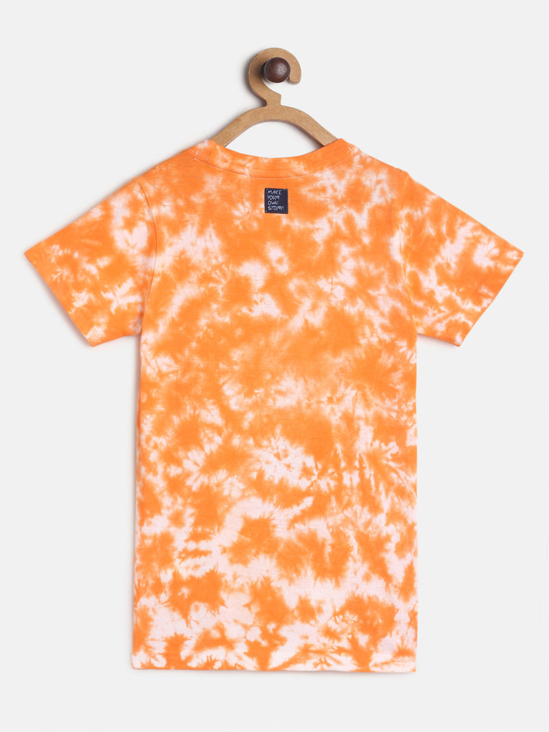 Boys Tie & Die Orange Cotton T-shirt