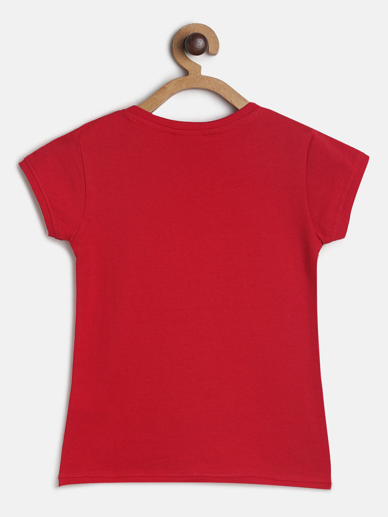 Girls Red Prinred T-shirt