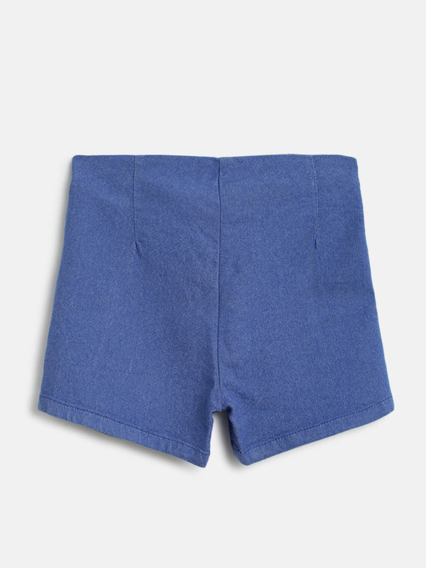 Girls Blue Cotton Shorts