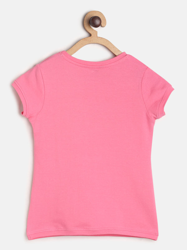 Girls Pink Printed T-shirt