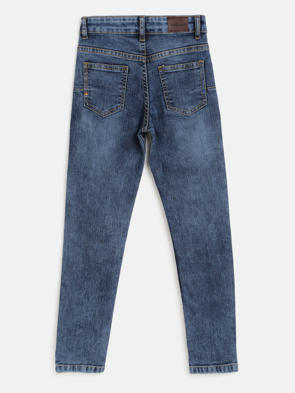 Boys Blue Heavy Fade Stretchable Jeans