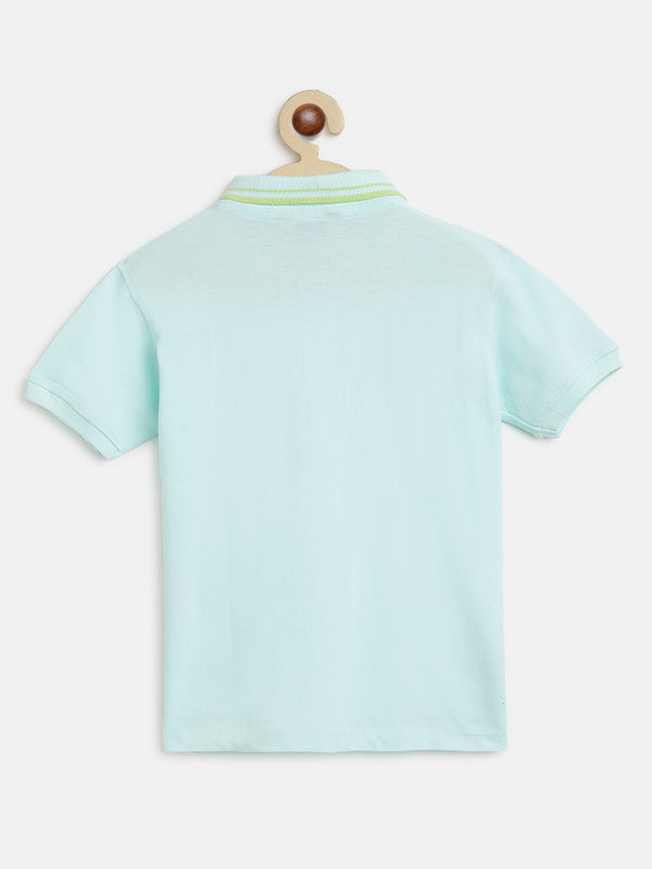 Boys Aqua Blue Polo Cotton T-Shirt