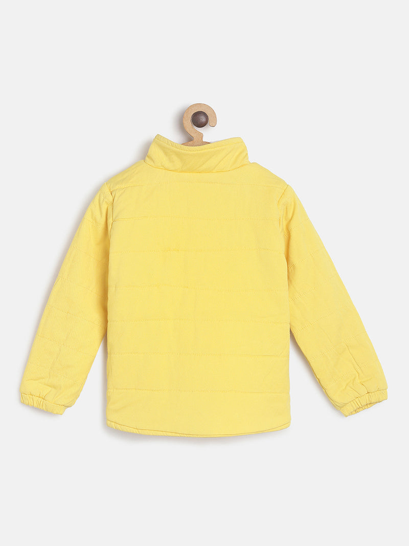 Boys/Girls Regular Fit Yellow Puffer Casual Jacket