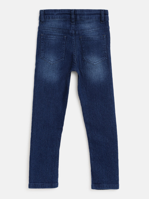 Boys Dark Blue Stretchable Casual Jeans