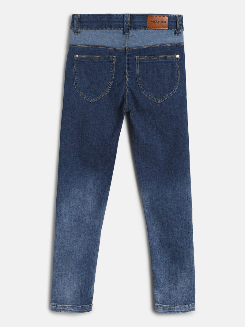 Girls Slim Fit Mid Blue Casual Denim Jeans