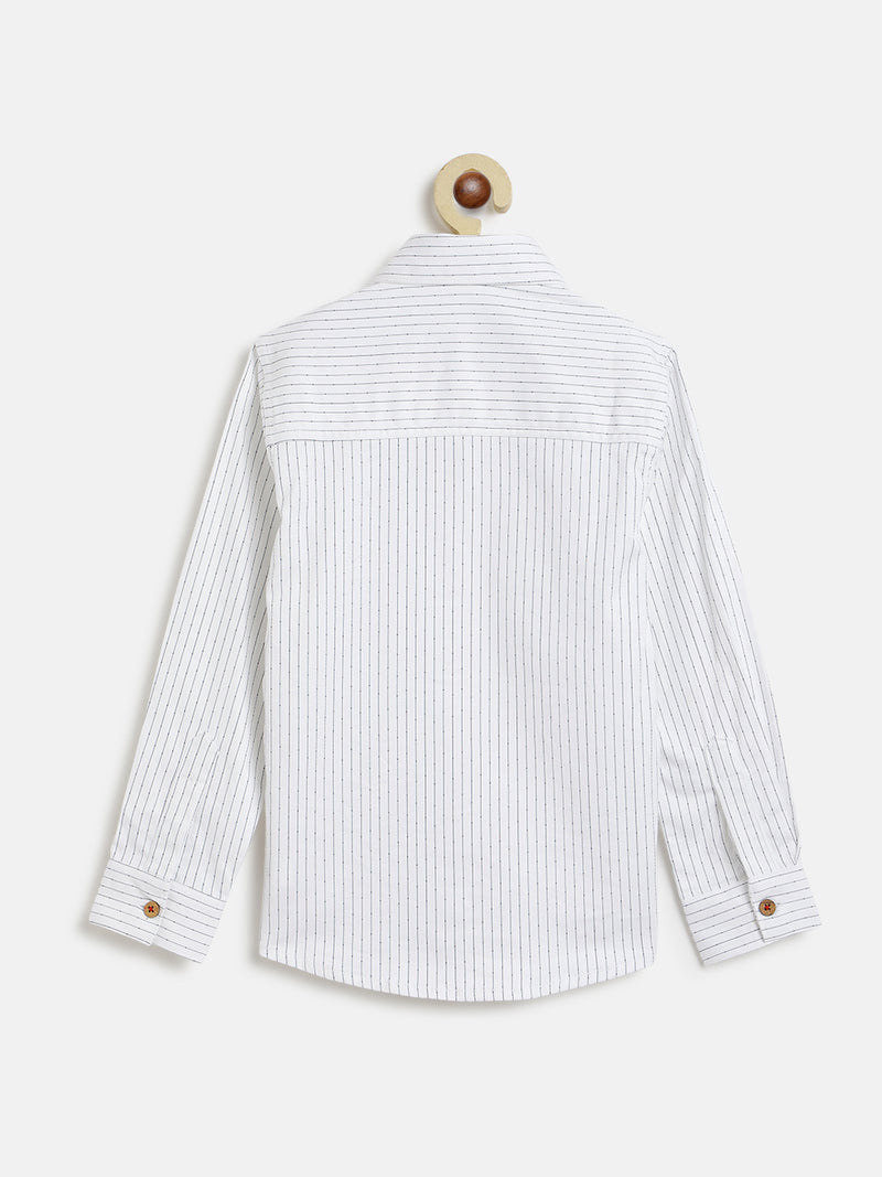 Boys White Striped Cotton Shirt