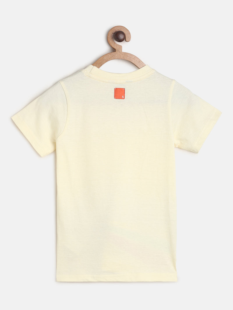 Boys Off White Printed T-shirt