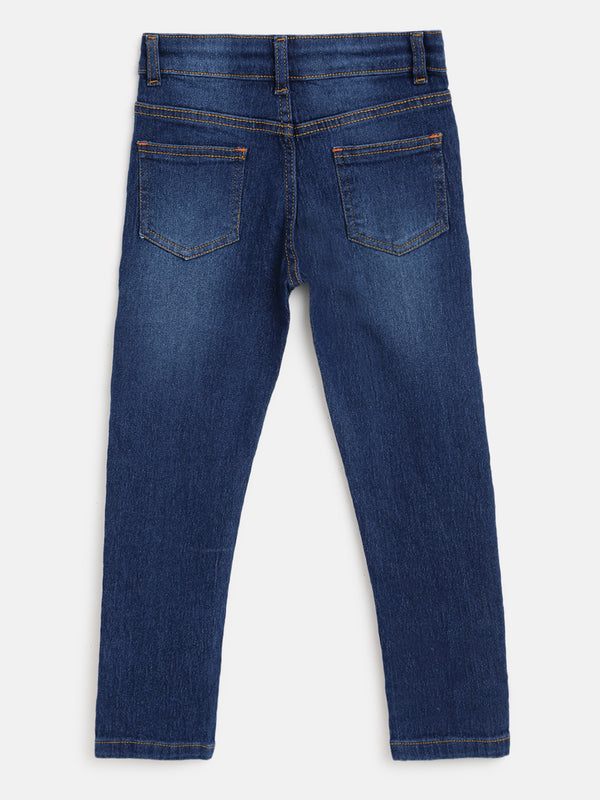 Boys Coated Blue Slim Fit Stretchable Denim Jeans