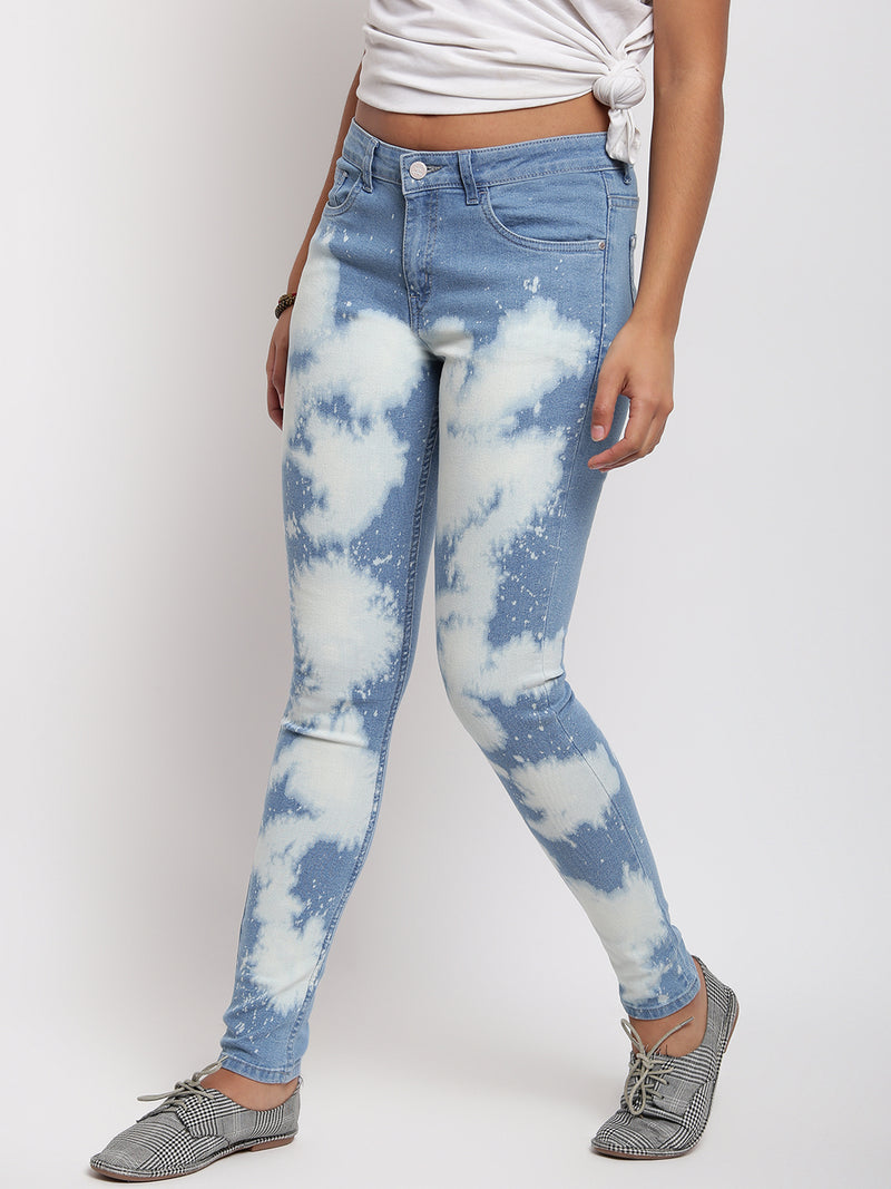 Women Mid Blue Mid Waist Slim Fit Denim Jeans