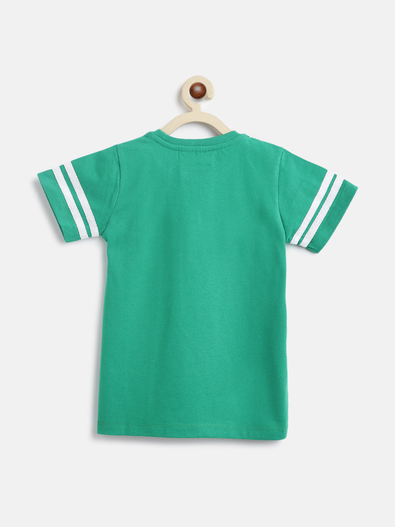 Boys Green Printed T-Shirt 