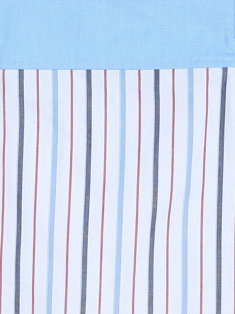 Girls Stripe Printed Cold Shoulder Top