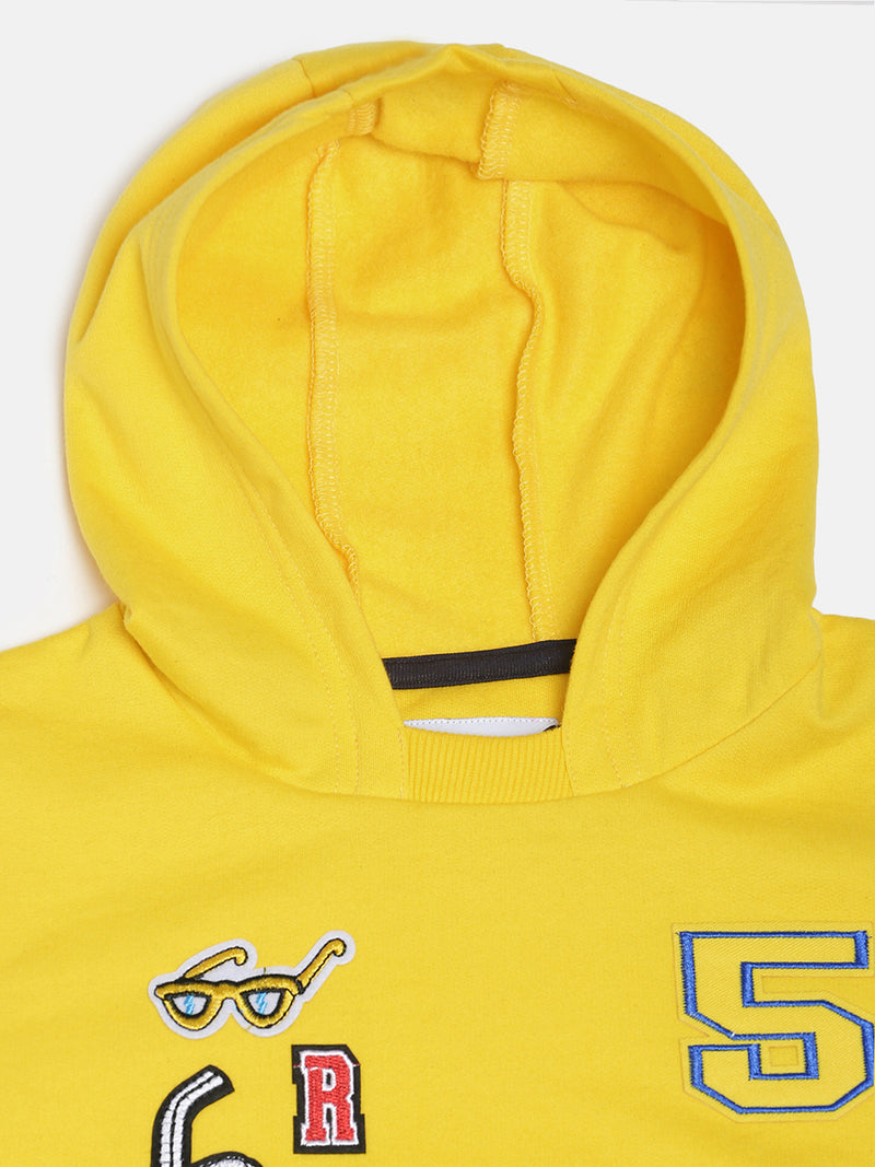 BOYS YELLOW CASUAL SWEATSHIRT WITH COLA PATCH