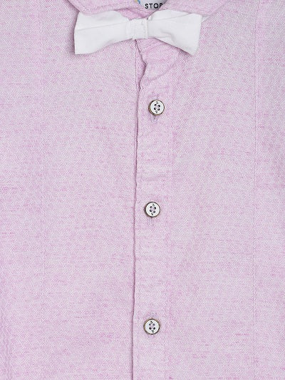 Boys Pink Cotton Printed Regular Shirt