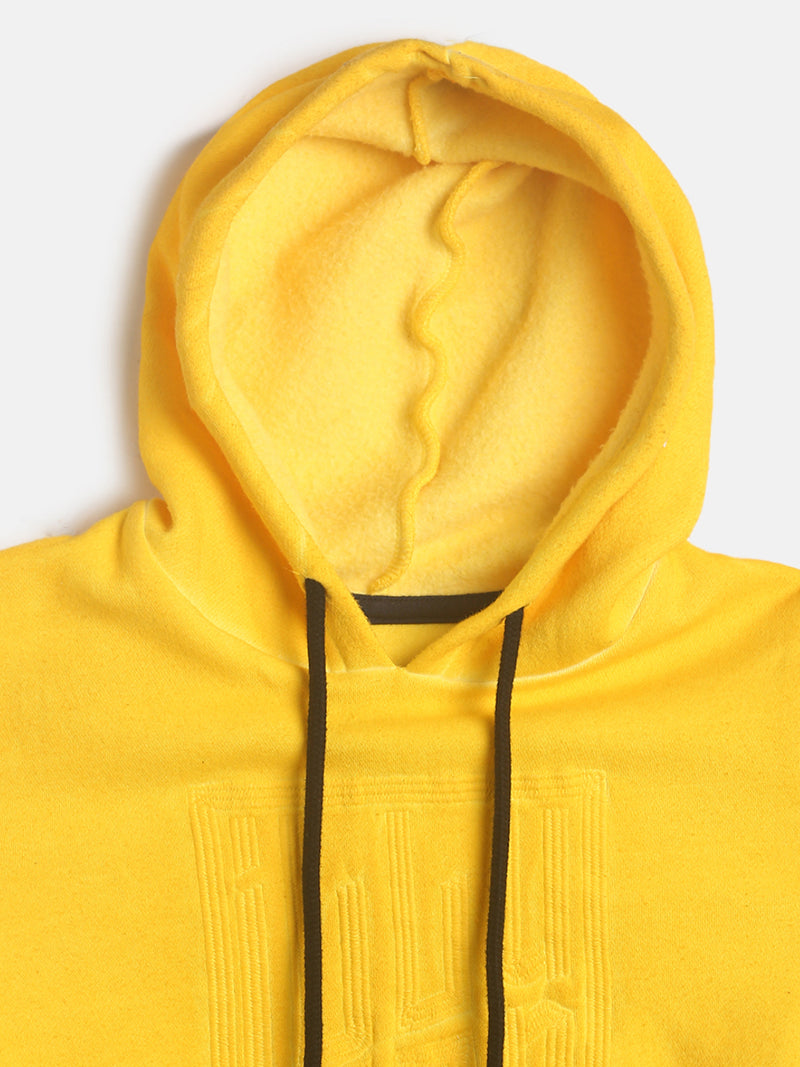 Boys Yellow Cotton Poly Sweatshirt With Hood