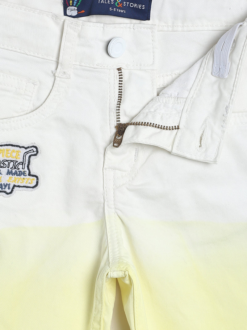 Boys Yellow Embroidered Cotton Shorts