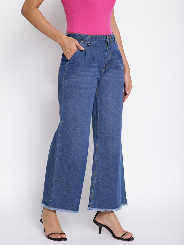 Women Mid Blue Flared Jeans