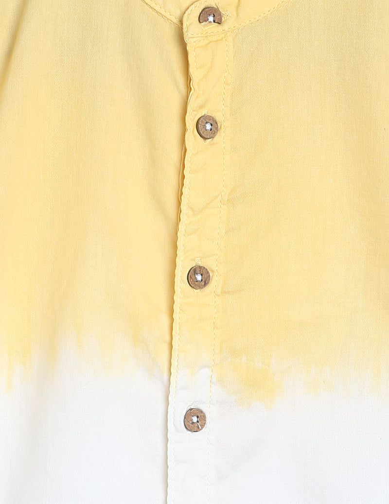 Boys Yellow & White Cotton Shirt