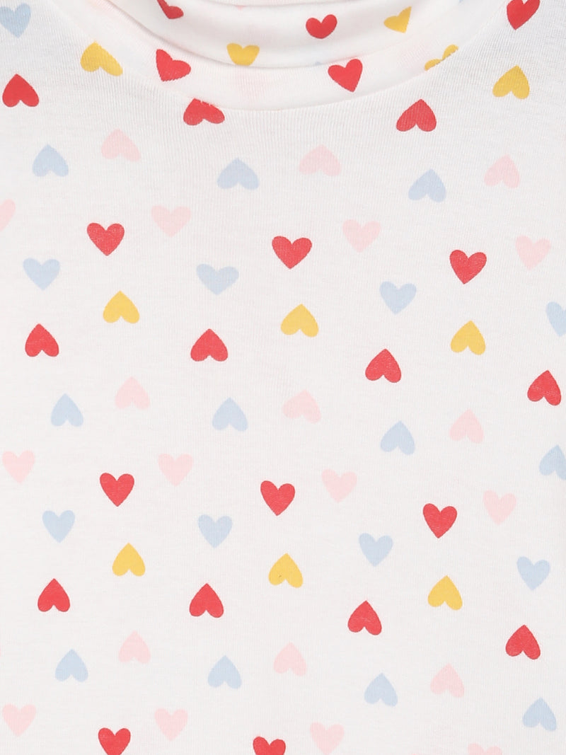 Girl Regular white Heart Printed Casual T-shirt