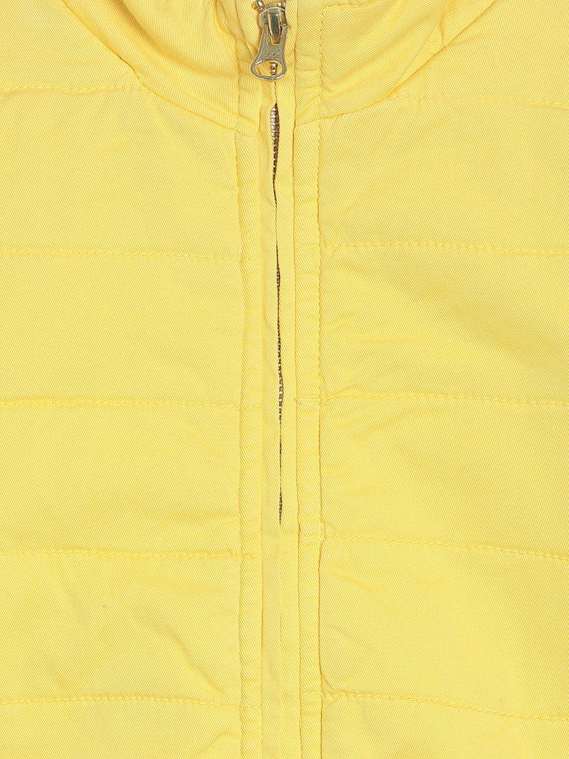 Boys/Girls Regular Fit Yellow Puffer Casual Jacket