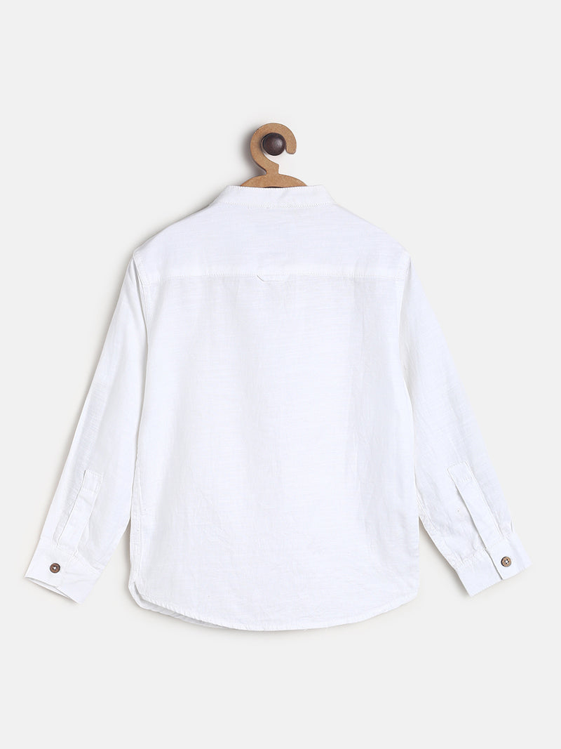 Boys White Cotton Casual Shirt