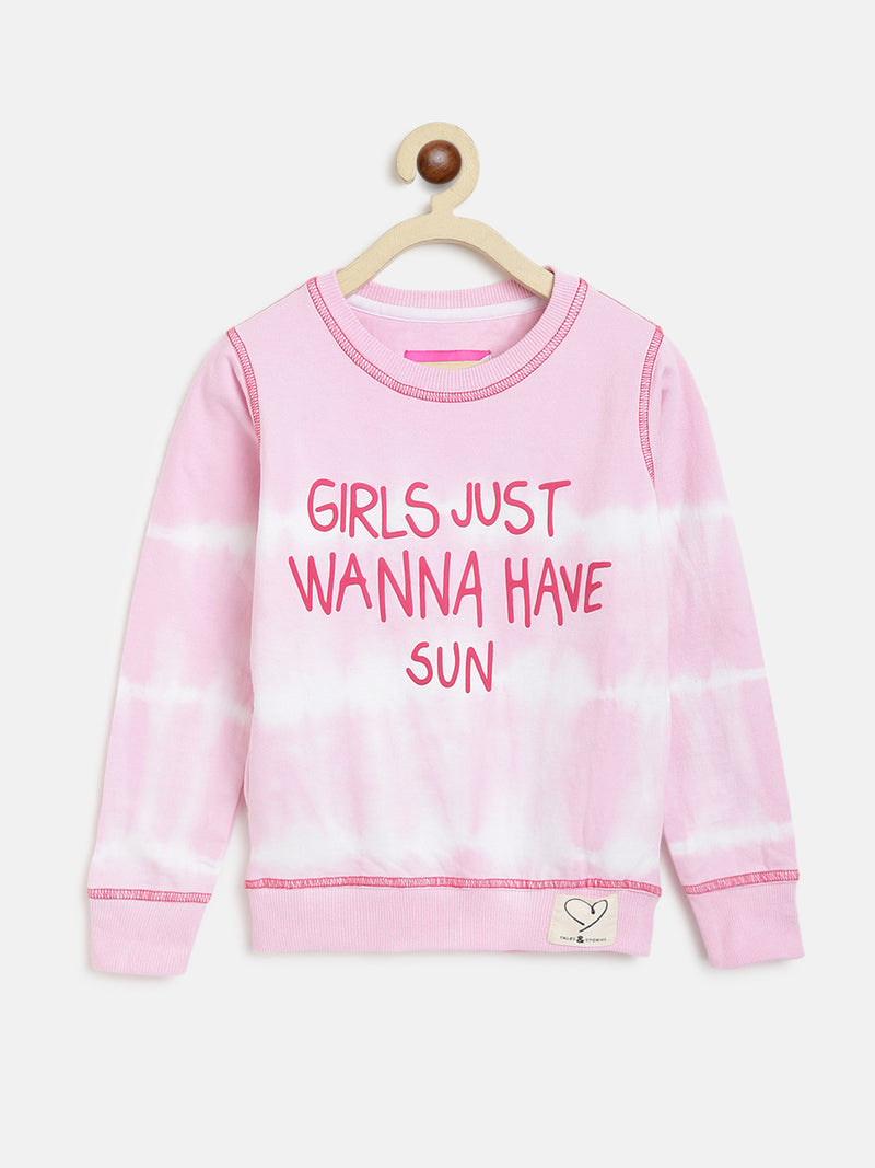 Girls Pink Tie-Dye Sweatshirt
