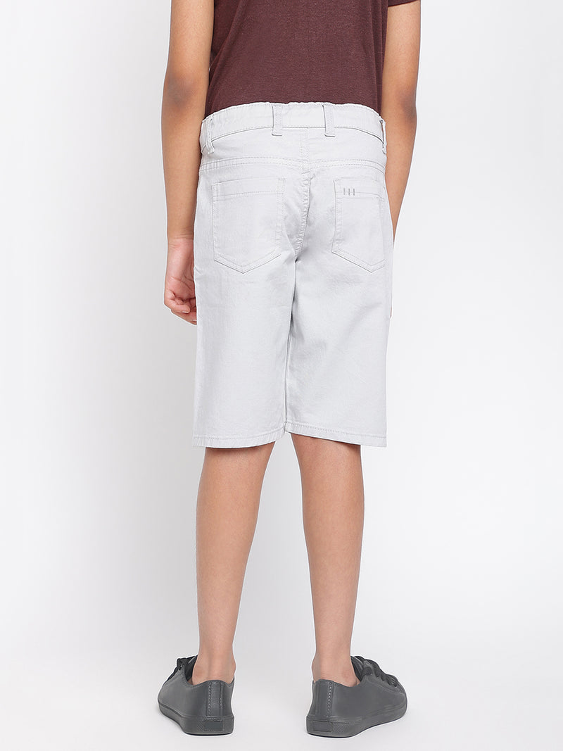 Boys Light Grey Cotton Shorts