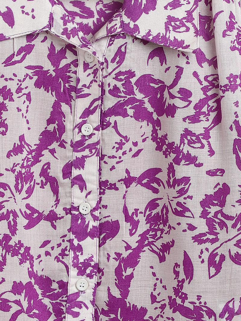 Girls Purple Floral Print Top