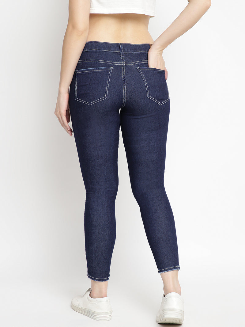 Women Skinny Dark Blue Denim Jeans