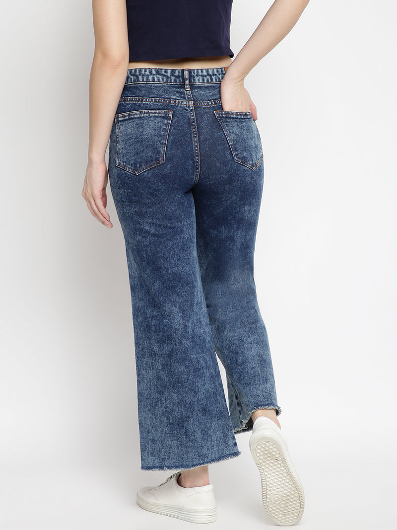 Women Flared Khaki Tint Denim Jeans