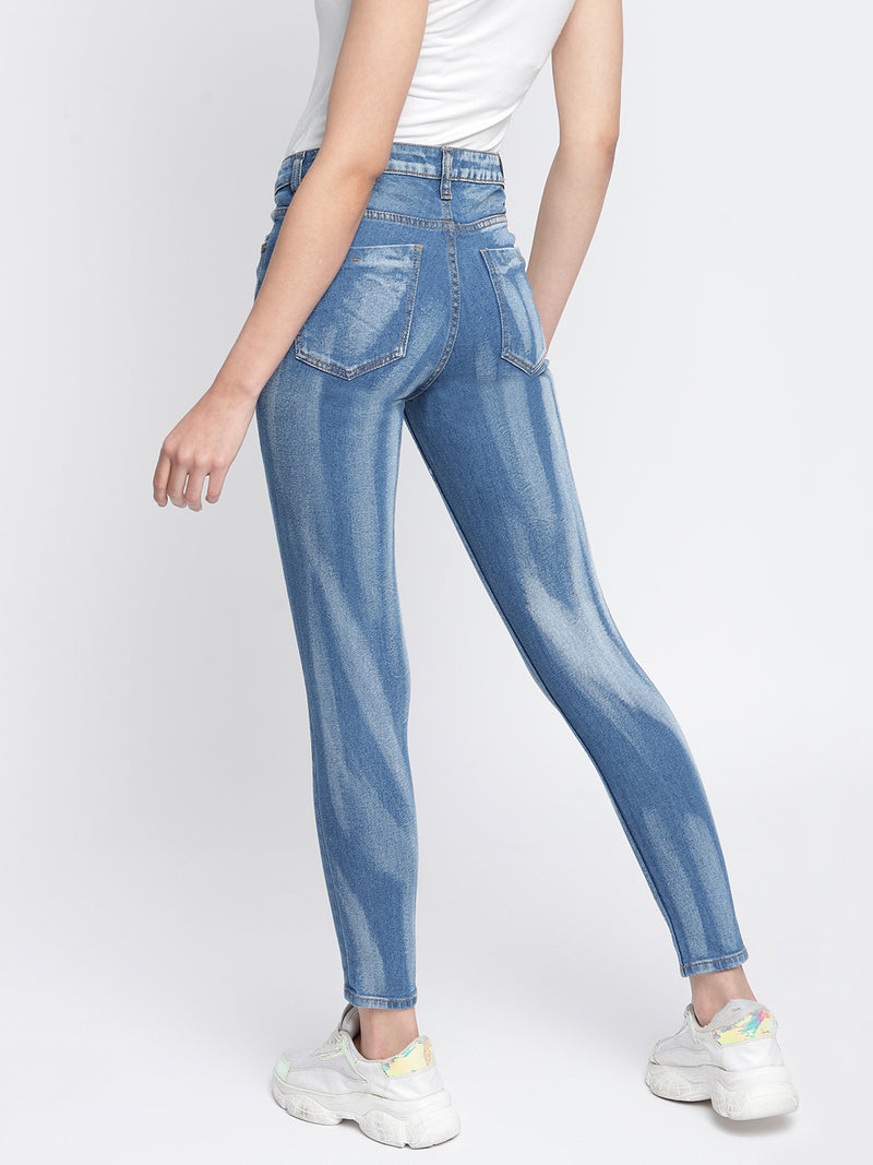 Women Mid Blue Skinny Fit Denim Jeans