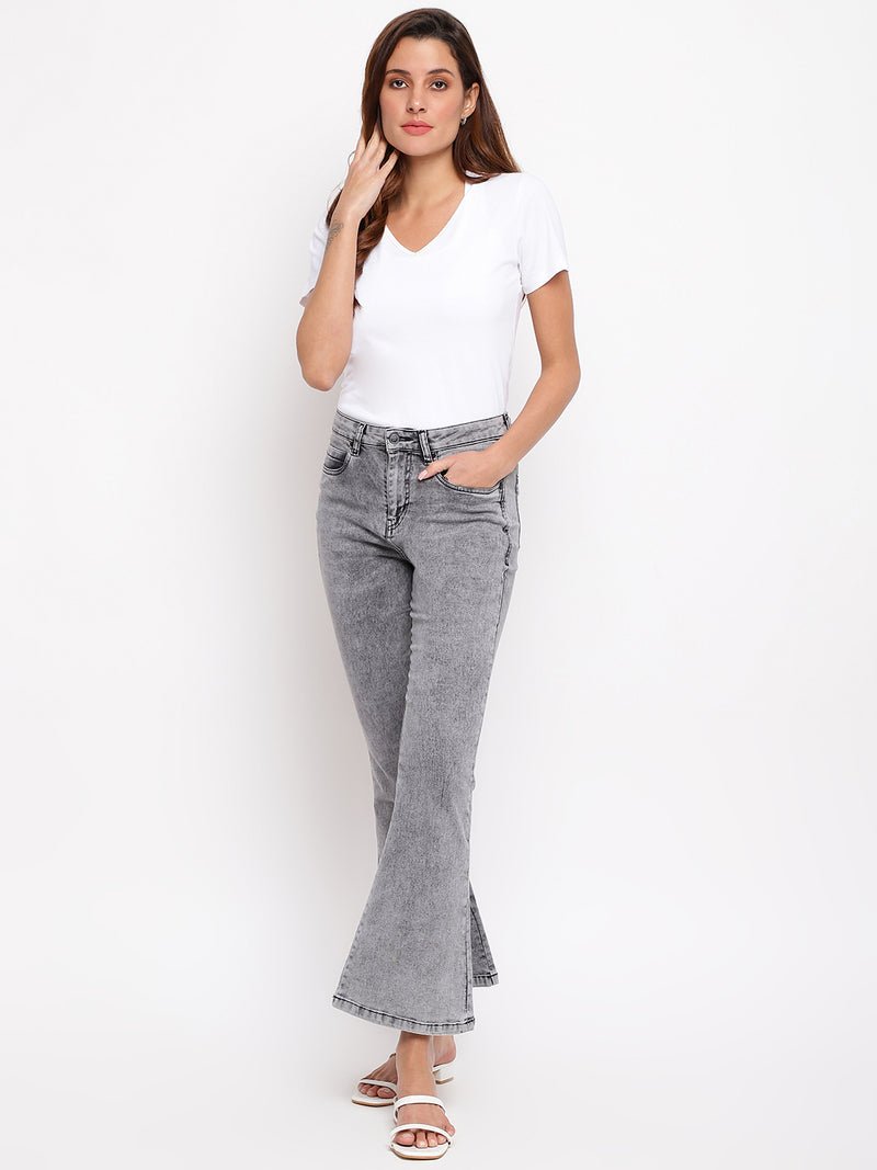 Women Grey Flared Jeans