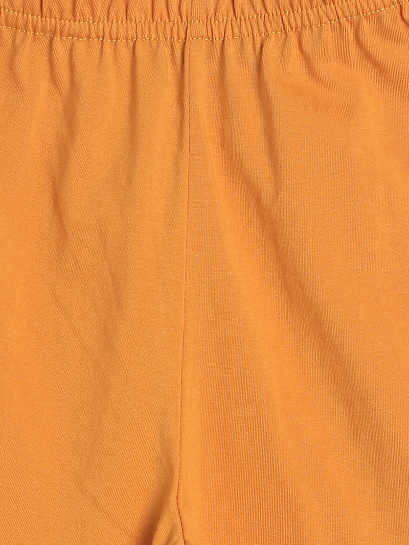 Boys Light Grey & Orange Printed Cotton Night Suit