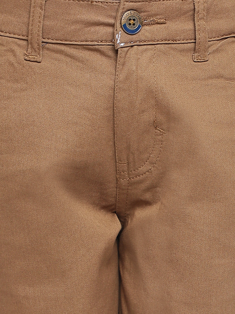 Boys Light Brown Cotton Shorts